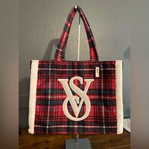 Victoria's Secret Red and Black Plaid Tote